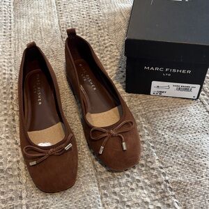 Marc Fisher Dark Brown Suede Flats